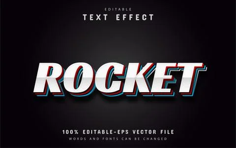 Rocket text, editable 3d text effects Stock Illustration