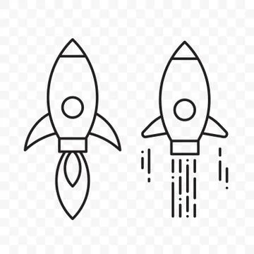 Rocket thin line vector start up project icons set Stock-Illustration