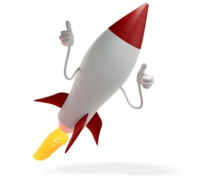 Rocket thumbs up 3d-illustration Stock Illustration