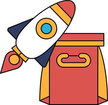 A rocket is on top of a bag Stock Illustration