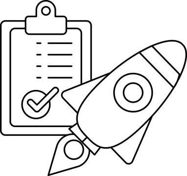 A rocket is on top of a clipboard with a check mark on it Stock Illustration