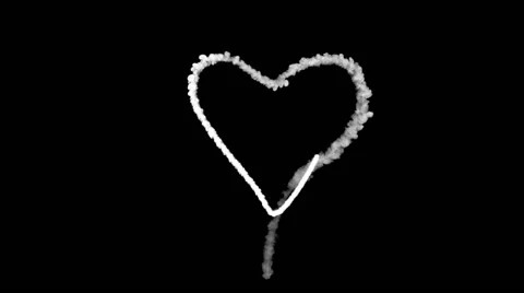 Rocket trail smoke forming heart shape, isolated on black background Stock Footage 40694269