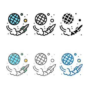 Rocket transportation color icon forms vector イラスト素材