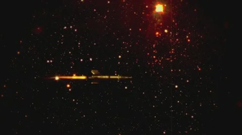 Rocket Travels Through Space (Retro 50s Look) Stock Footage 10762257