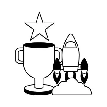 Rocket trophy star video game Stock Illustration