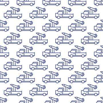 Rocket Truck vector concept minimal outline seamless pattern Stock Illustration
