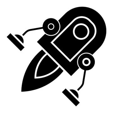 Rocket with two legs icon, vector illustration, black sign on isolated Illustrazione stock