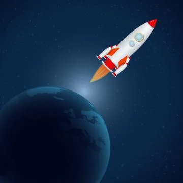 Rocket in universe Stock Illustration