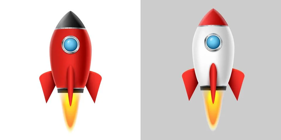 Rocket vector icon launch space. Cartoon rocket spaceship background Stock Illustration