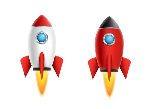 Rocket vector icon launch space. Cartoon rocket spaceship background Stock Illustration