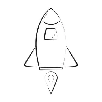 Rocket vector icon with outline icon isolated on white background. Vector ill Stock Illustration