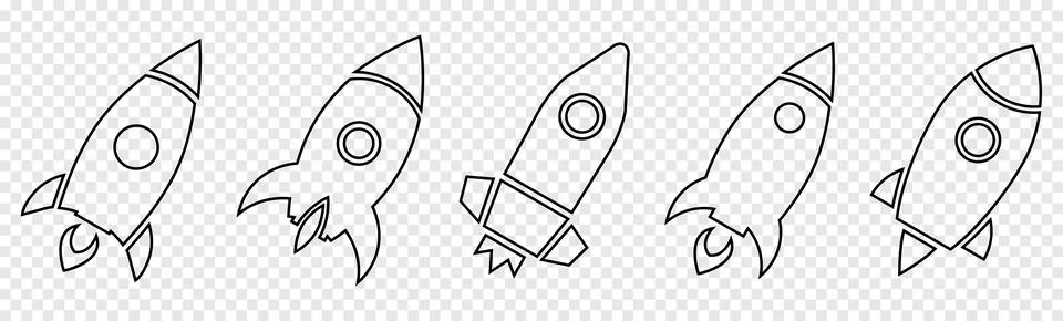 Rocket vector icon set Stock Illustration