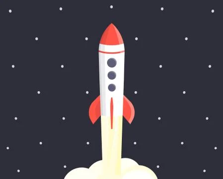 Rocket vector illustration, rocket in space, startup, project launch concept, 스톡 일러스트