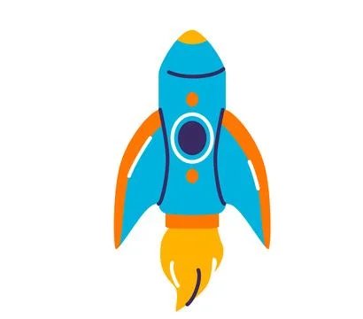Rocket vector illustration. Spaceship with fire isolated on white background Stock Illustration
