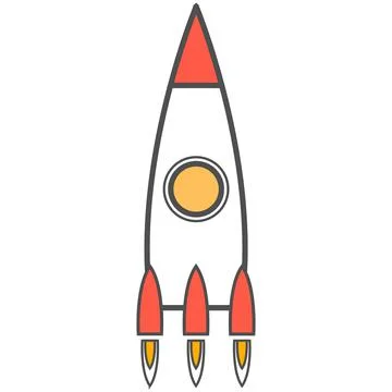 Rocket vector, launch space ship icon isolated on white Stock Illustration
