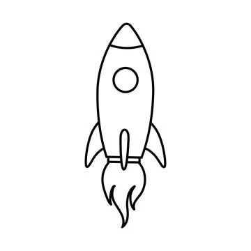Rocket vector line icon. Space rocket launch. New project start up concept Stock Illustration