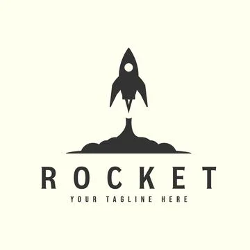 Rocket vintage logo vector template illustration design. space logo concept Illustrazione stock