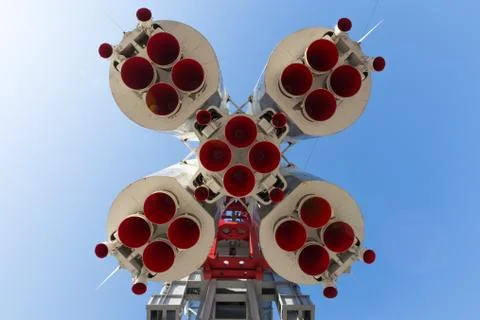 Rocket vostok view from below Stock Photos