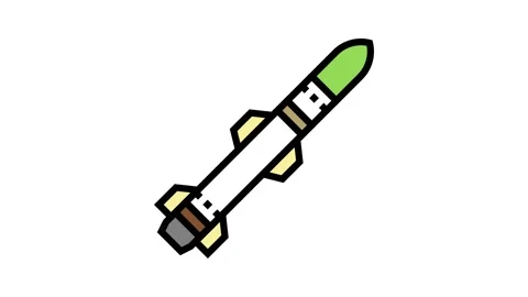Rocket war weapon color icon animation Stock Footage 165345028