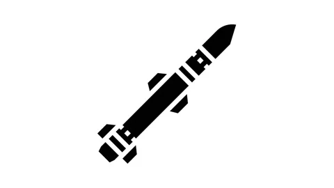 Rocket war weapon glyph icon animation Stock Footage 165381785