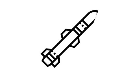 Rocket war weapon line icon animation Stock Footage 165378497