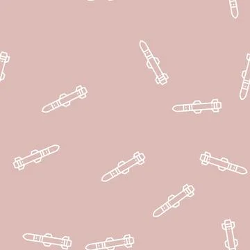 Rocket war weapon line seamless pattern 스톡 일러스트