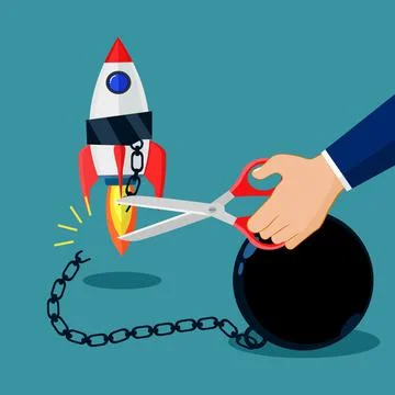 The rocket was released. The concept of freedom to start a business Illustrazione stock