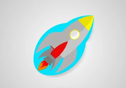 Rocket web icon, sticker, element for design. Vector illustration. Stock Illustration