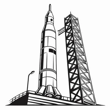 Rocket on White Background, Clean and Simple Stock Illustration