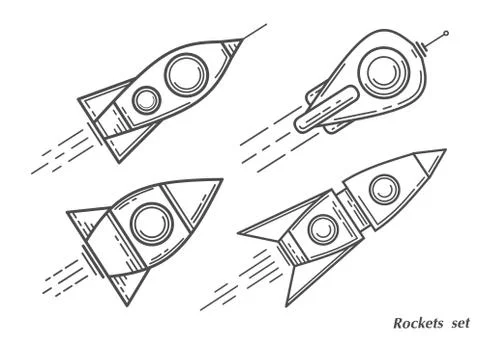 Rocket on a white background . Rockets set - vector . Stock Illustration