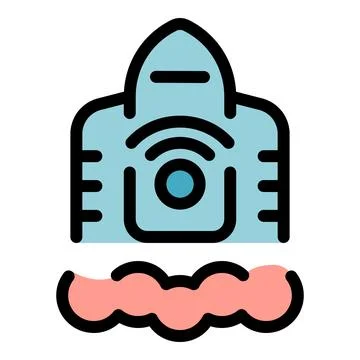 Rocket wifi sending signal while flying, leaving smoke trail Stock Illustration