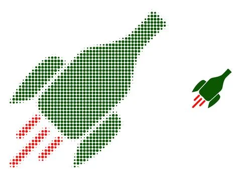Rocket Wine Bottle Halftone Dotted Icon Illustrazione stock