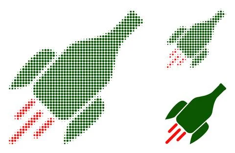 Rocket Wine Bottle Halftone Dotted Icon Illustrazione stock