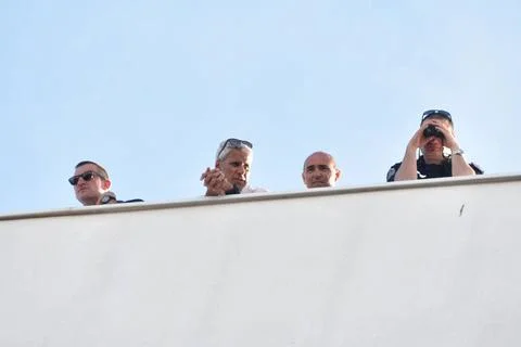 Rocketman screening, Cannes security surveillance on the roof of the fest... Stock Photos