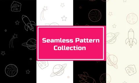 Rocket,planet,stars seamless pattern, hand drawn seamless pattern Stock Illustration