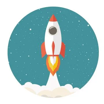 Rockets And Clouds With Star Poster Stock Illustration