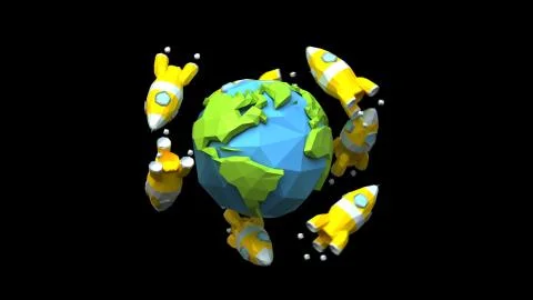 Rockets around the world Illustrazione stock