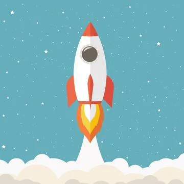 Rockets With Clouds And Star Poster Stock Illustration