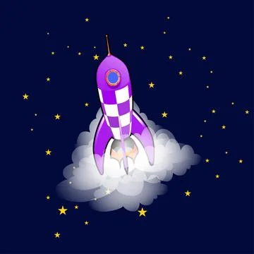 Rockets with clouds and stars vector illustration  cartoon clip art Stock Illustration