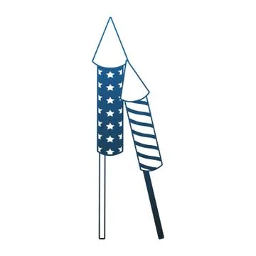 Rockets firework isolated blue lines Stock Illustration