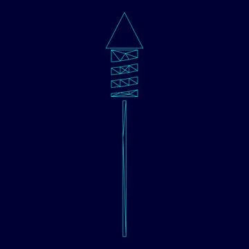 Rockets for fireworks low poly triangulation triangulated polygonal electri.. Stock Illustration