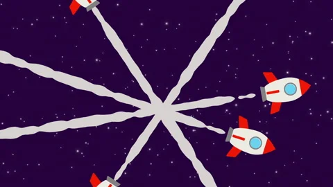 Rockets flying from all directions Stock Footage 132764295