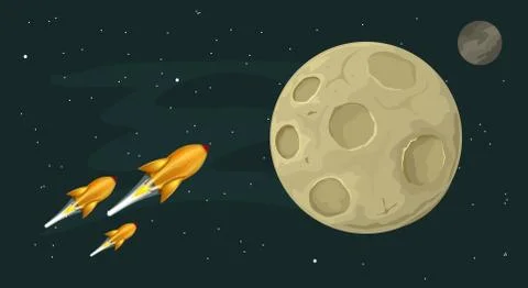 Rockets flying to the moon Stock Illustration