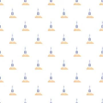 Rockets launching into space seamless pattern Illustrazione stock