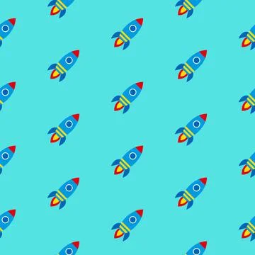 Rockets pattern on blue background Stock Illustration