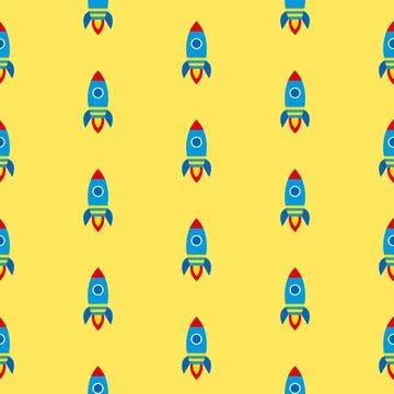 Rockets pattern on yellow background Stock Illustration