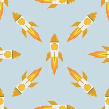 Rockets seamles texture. Flat and solid color pattern. Vector illustration. Stock Illustration