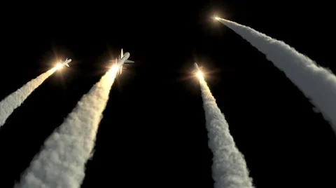 Rockets take off on black background Stock Footage 59511493