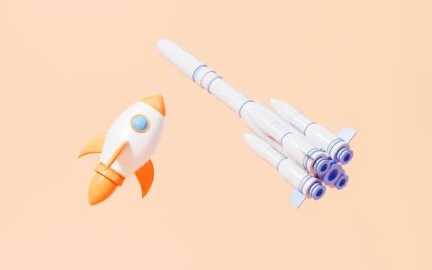 Rockets in the yellow background, 3d rendering. Stock Illustration