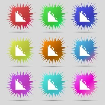 Rockfall icon. Nine original needle buttons. Vector 库存插图